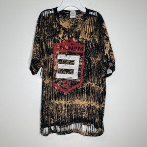 Eminem Large Bleached Distressed Short Sleeve Oversized Destroyed Tee Shirt